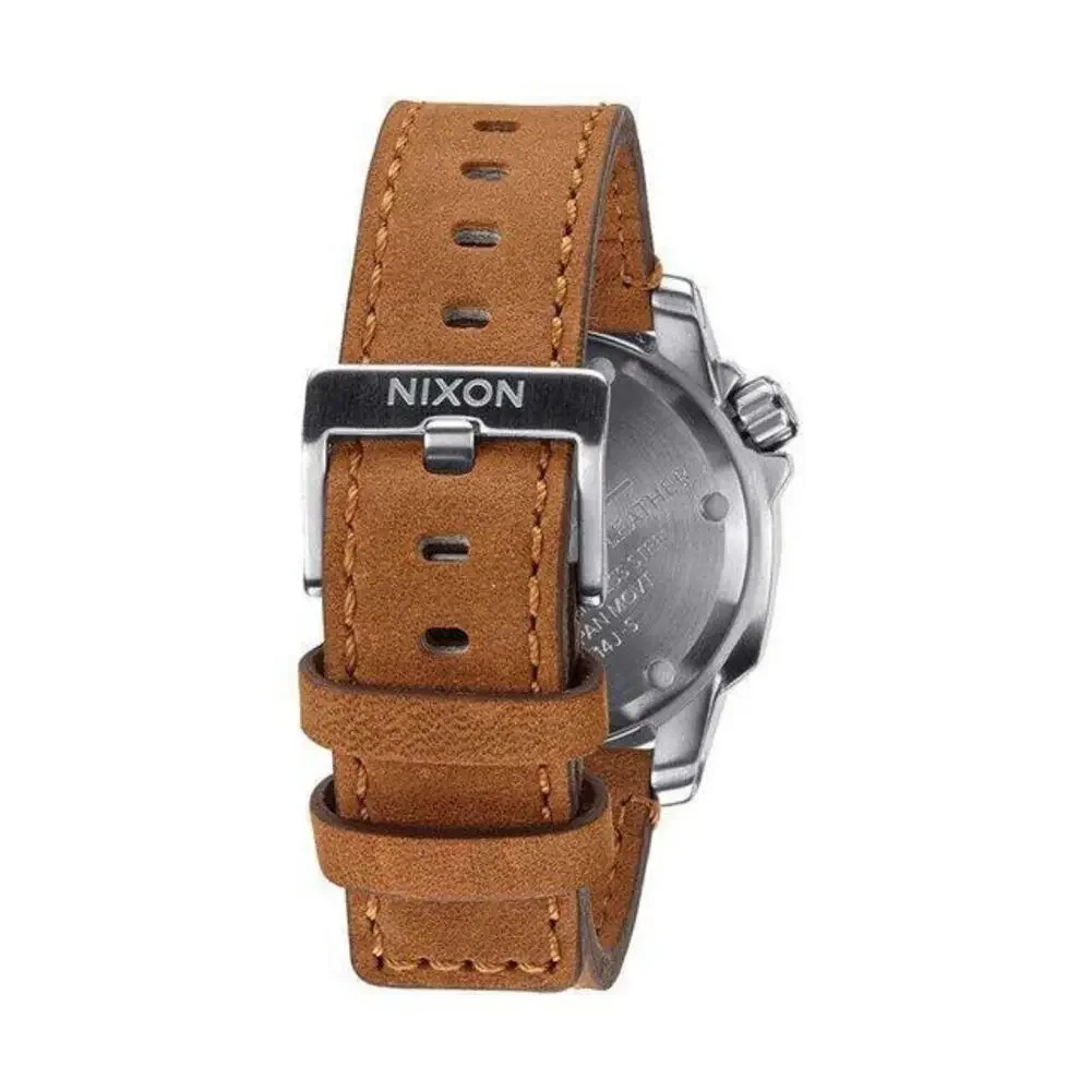 NIXON A471-2092 RANGER SILVER TONE DIAL BROWN LEATHER BAND MENS WATCH